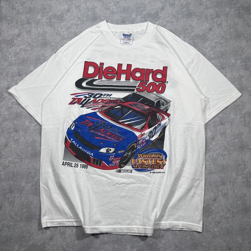 Vintage 1999 Die Hard 500 Talledaga White Mens XL T-Shirt Racing NASCAR